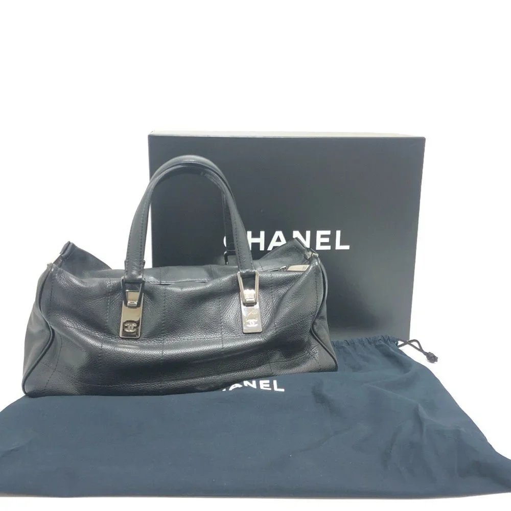 CHANEL Black Caviar Leather Boston Bag